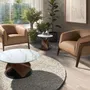 Coffee tables - Round Porcelain Marble, Walnut and Black Steel Side Table - ANGEL CERDÁ