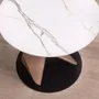 Coffee tables - Round Porcelain Marble, Walnut and Black Steel Side Table - ANGEL CERDÁ