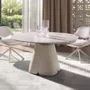 Tables Salle à Manger - Table de salle à manger ronde extensible en marbre céramique et acier couleur sable - ANGEL CERDÁ