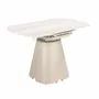 Tables Salle à Manger - Table de salle à manger ronde extensible en marbre céramique et acier couleur sable - ANGEL CERDÁ