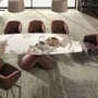 Dining Tables - Extendable barrel oval dining table in porcelain marble and copper-brown steel - ANGEL CERDÁ