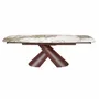 Dining Tables - Extendable barrel oval dining table in porcelain marble and copper-brown steel - ANGEL CERDÁ