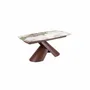 Dining Tables - Extendable barrel oval dining table in porcelain marble and copper-brown steel - ANGEL CERDÁ