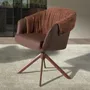 Chaises - Chaise pivotante en similicuir marron cuivré et tissu marron chiné - ANGEL CERDÁ