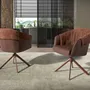 Chaises - Chaise pivotante en similicuir marron cuivré et tissu marron chiné - ANGEL CERDÁ