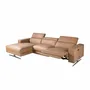 Armchairs - Left-hand brown leather chaise longue recliner sofa - ANGEL CERDÁ