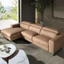 Armchairs - Left-hand brown leather chaise longue recliner sofa - ANGEL CERDÁ