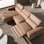 Armchairs - Left-hand brown leather chaise longue recliner sofa - ANGEL CERDÁ
