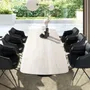Tables Salle à Manger - Table de salle à manger extensible ovale tonneau en marbre céramique et acier marron foncé métallisé - ANGEL CERDÁ