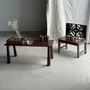 Tables basses - Table basse en teck brun de seconde main indonésienne pieds coniques - OFFICE OBJETS