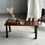 Tables basses - Table basse en teck brun de seconde main indonésienne pieds coniques - OFFICE OBJETS