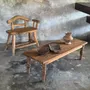 Coffee tables - Indonesian brown teak coffee table, border and H40 cylinder legs - OFFICE OBJETS