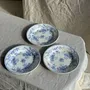 Everyday plates - Set of 3 blue earthenware plates from Gien Model Fleurette D22.5 - OFFICE OBJETS
