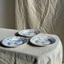 Everyday plates - Set of 3 blue earthenware plates from Gien Model Fleurette D22.5 - OFFICE OBJETS