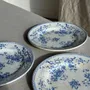 Everyday plates - Set of 3 blue earthenware plates from Gien Model Fleurette D22.5 - OFFICE OBJETS