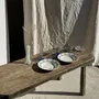 Assiettes au quotidien - Lot de 3 assiettes creuses Digoin Sarreguemines bleues et fleurs roses - OFFICE OBJETS