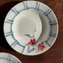 Assiettes au quotidien - Lot de 3 assiettes creuses Digoin Sarreguemines bleues et fleurs roses - OFFICE OBJETS