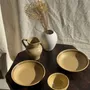 Assiettes au quotidien - Lot de 2 assiettes creuses en grès liseré brun et marron D21,5 - OFFICE OBJETS