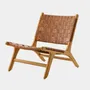 Armchairs - Relax brown armchair in solid teak and leather - DESIGN TRIP