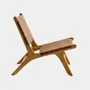 Armchairs - Relax brown armchair in solid teak and leather - DESIGN TRIP