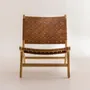 Armchairs - Relax brown armchair in solid teak and leather - DESIGN TRIP