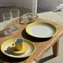 Everyday plates - Set of 2 large plates with yellow border, brand 12 - OFFICE OBJETS