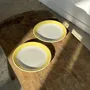 Everyday plates - Set of 2 large plates with yellow border, brand 12 - OFFICE OBJETS