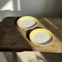 Everyday plates - Set of 2 large plates with yellow border, brand 12 - OFFICE OBJETS