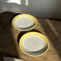 Everyday plates - Set of 2 large plates with yellow border, brand 12 - OFFICE OBJETS