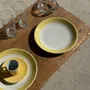Everyday plates - Set of 2 large plates with yellow border, brand 12 - OFFICE OBJETS