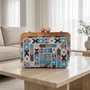 Sacs et cabas - Sac brodé baloutche turquoise et gris argenté avec cadre noyer - DASTHAA
