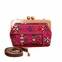 Sacs et cabas - Sac brodé baloutche rouge rubis et vert émeraude avec cadre noyer - DASTHAA