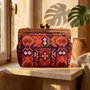 Sacs et cabas - Sac brodé baloutche orange coucher de soleil et ambre avec cadre noyer - DASTHAA
