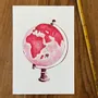 Carterie - Carte Postale Globe Rose - POP ET SES FRÈRES