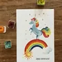 Card shop - Birthday postcard - Licorne Arc en Ciel - POP ET SES FRÈRES