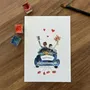 Carterie - Carte Postale Vive Les Mariés en Voiture Bleue - POP ET SES FRÈRES