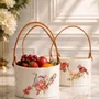 Decorative objects - Hand-Painted Ceramic Basket – Floral Birds Collection - DASTHAA