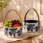 Decorative objects - Hand-Painted Ceramic Basket – Blue Flight Collection - DASTHAA