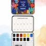 Papeterie bureau - Ensemble de 12 aquarelles de poche avec pinceau - Couleurs essentielle - GRABIE