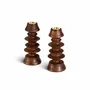 Objets de décoration - PAGODE Wooden Candle Holders - Walnut - MAISON PECHAVY