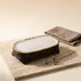 Platter and bowls - Handcrafted Ceramic Oval Serving Tray with Wooden Base - DASTHAA