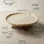 Platter and bowls - Handcrafted Ceramic Pedestal Serving Plate with Wooden Base - DASTHAA