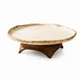 Platter and bowls - Handcrafted Ceramic Pedestal Serving Plate with Wooden Base - DASTHAA