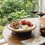 Platter and bowls - Handcrafted Ceramic Pedestal Serving Plate with Wooden Base - DASTHAA