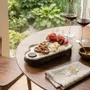 Platter and bowls - Handcrafted Ceramic Rectangular Serving Tray with Wooden Base - DASTHAA