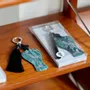 Bags and totes - keychains _ mother of pearl_ celadon vase / moon jar - HONGD.MADE