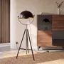 Floor lamps - Floor lamp in black steel and polished gold steel - ANGEL CERDÁ