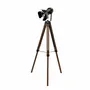 Floor lamps - Floor lamp in black steel and walnut-coloured pine wood - ANGEL CERDÁ
