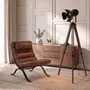 Floor lamps - Floor lamp in black steel and walnut-coloured pine wood - ANGEL CERDÁ