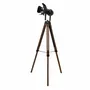 Floor lamps - Floor lamp in black steel and walnut-coloured pine wood - ANGEL CERDÁ